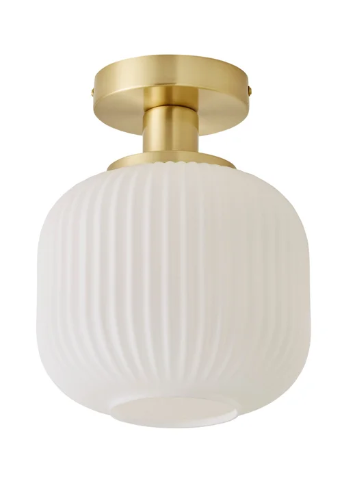 ValueLights Calpe Opal White Flush Light with White Oval Shade - One Size Image 2