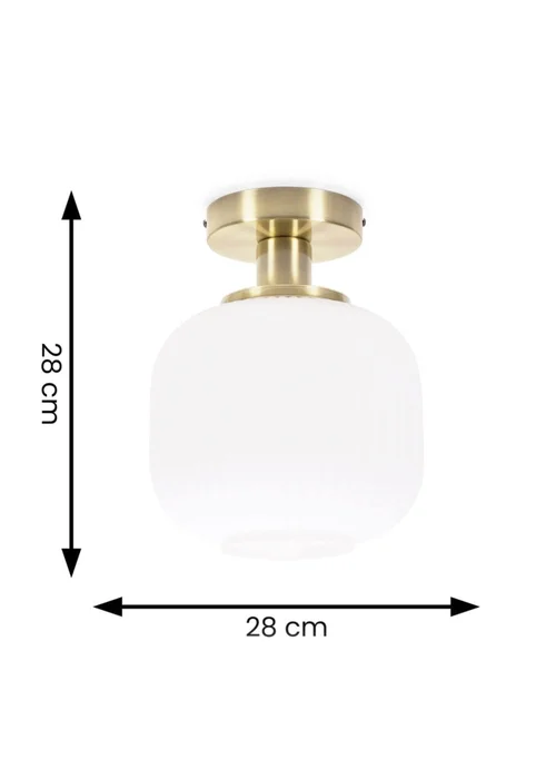 ValueLights Calpe Opal White Flush Light with White Oval Shade - One Size Image 6