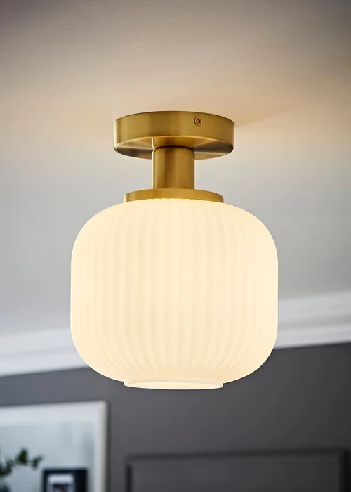 ValueLights Calpe Opal White Flush Light with White Oval Shade - One Size Image 1