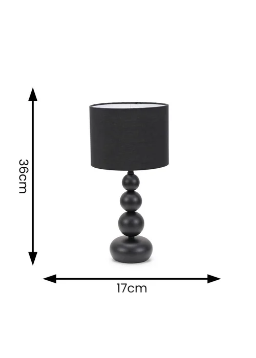 ValueLights Marissa Black Table Lamp with Black Drum Shade (36cm x 17cm x 17cm) - One Size Image 5
