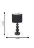 ValueLights Marissa Black Table Lamp with Black Drum Shade (36cm x 17cm x 17cm) - One Size Image 5