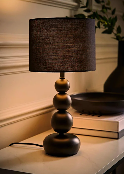 ValueLights Marissa Black Table Lamp with Black Drum Shade (36cm x 17cm x 17cm) - One Size Image 3