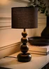 ValueLights Marissa Black Table Lamp with Black Drum Shade (36cm x 17cm x 17cm) - One Size Image 3