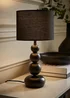 ValueLights Marissa Black Table Lamp with Black Drum Shade (36cm x 17cm x 17cm) - One Size Image 1