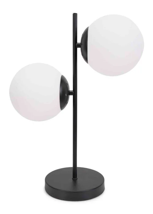 ValueLights Jas Black Table Lamp with White Globe Shade - One Size Image 3