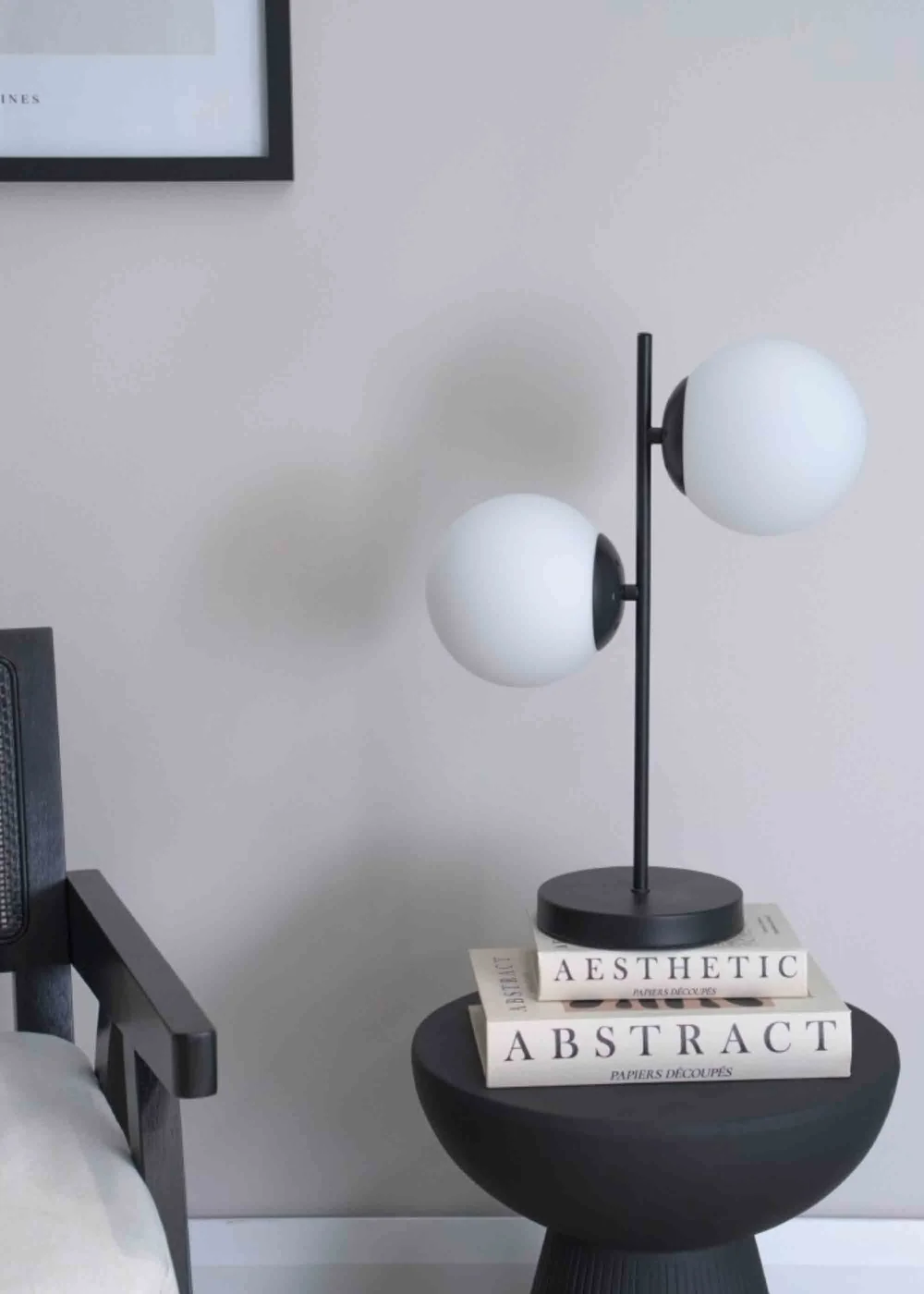 ValueLights Jas Black Table Lamp with White Globe Shade - One Size Image 2