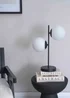 ValueLights Jas Black Table Lamp with White Globe Shade - One Size Image 2