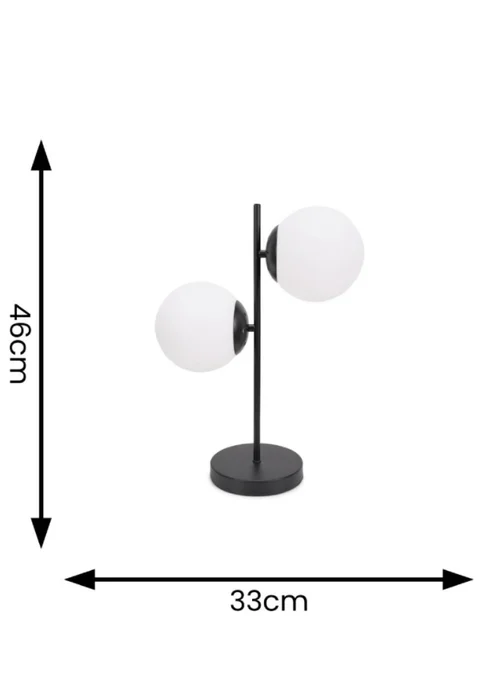 ValueLights Jas Black Table Lamp with White Globe Shade - One Size Image 4