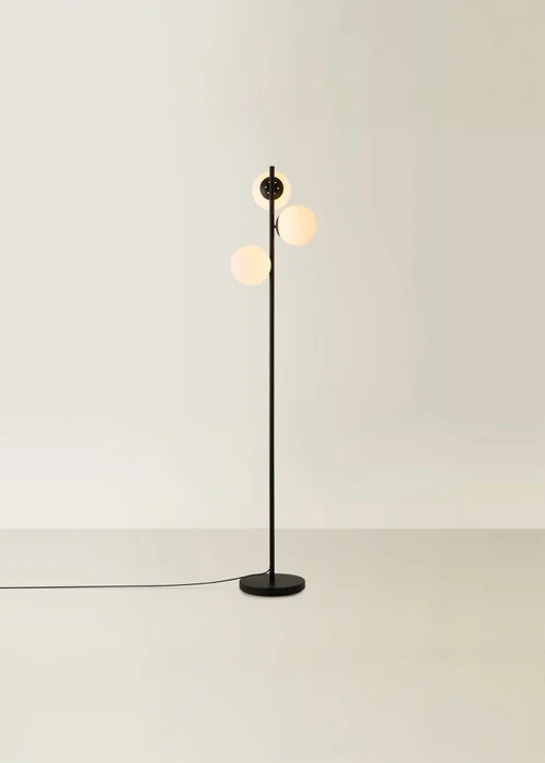 ValueLights Jas Black Floor Lamp with White Globe Shade (159cm x 31cm x 31cm) - One Size Image 3