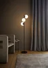 ValueLights Jas Black Floor Lamp with White Globe Shade (159cm x 31cm x 31cm) - One Size Image 1