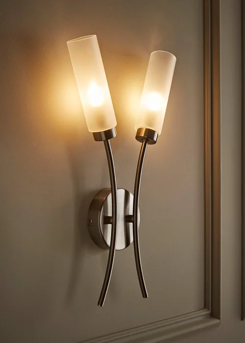 ValueLights Maya Brushed Silver Wall Light with White Drum Shade - One Size Image 1