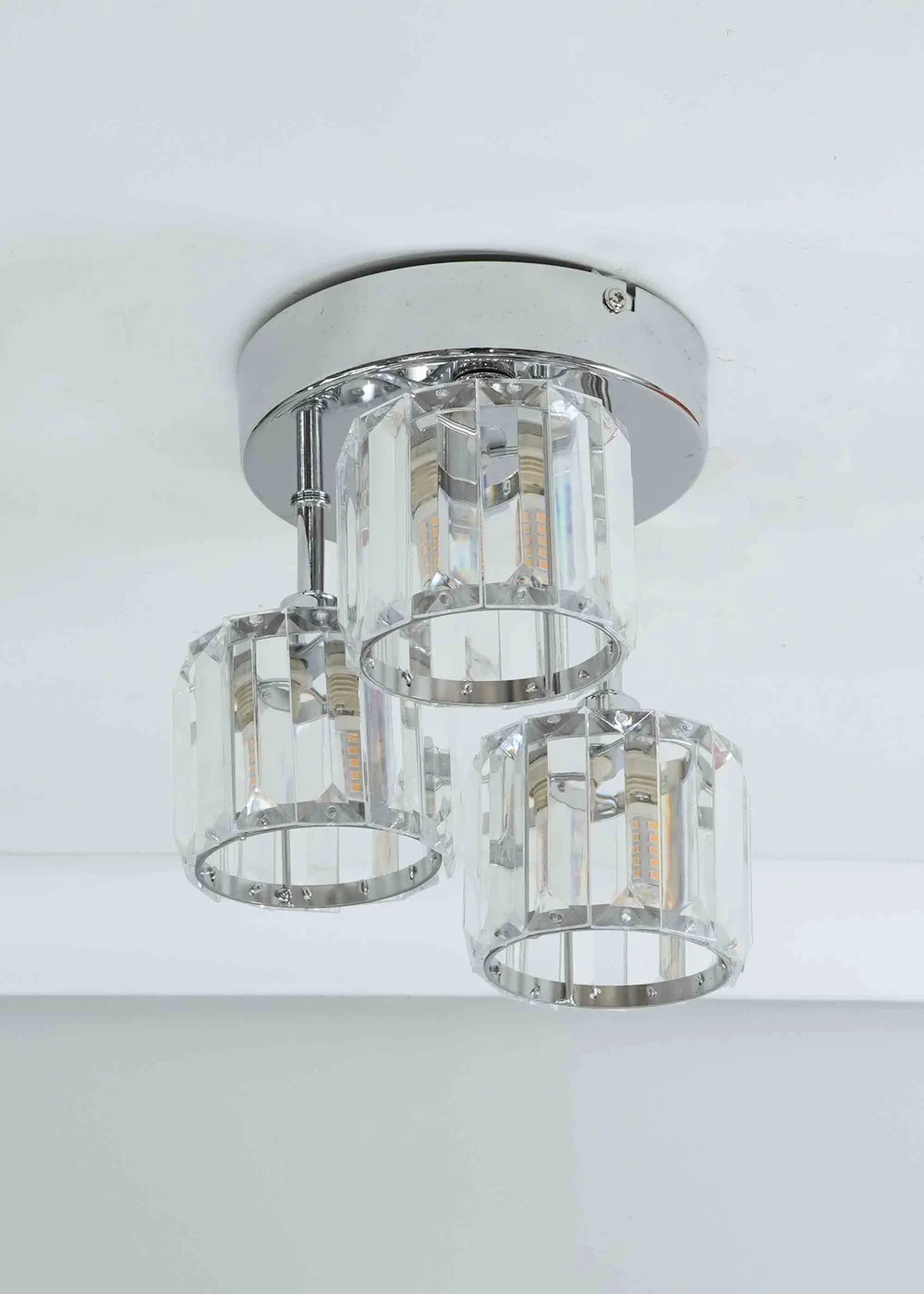 ValueLights Beth Polished Silver Semi-Flush Light with White Shade (20cm x 19.5cm x 18.5cm) - One Size Image 2