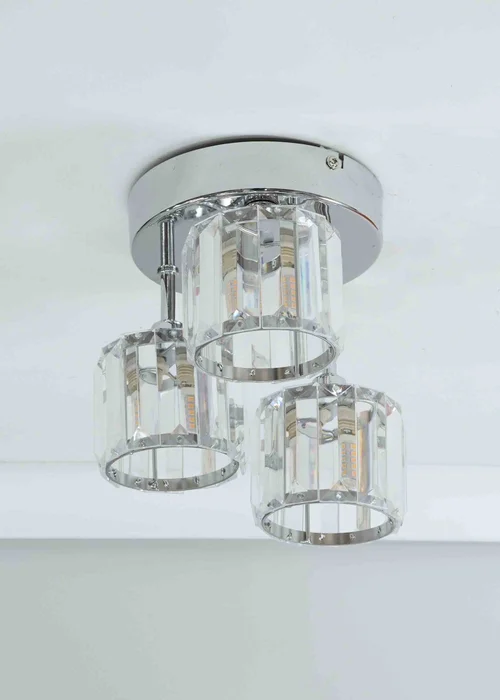 ValueLights Beth Polished Silver Semi-Flush Light with White Shade (20cm x 19.5cm x 18.5cm) - One Size Image 2