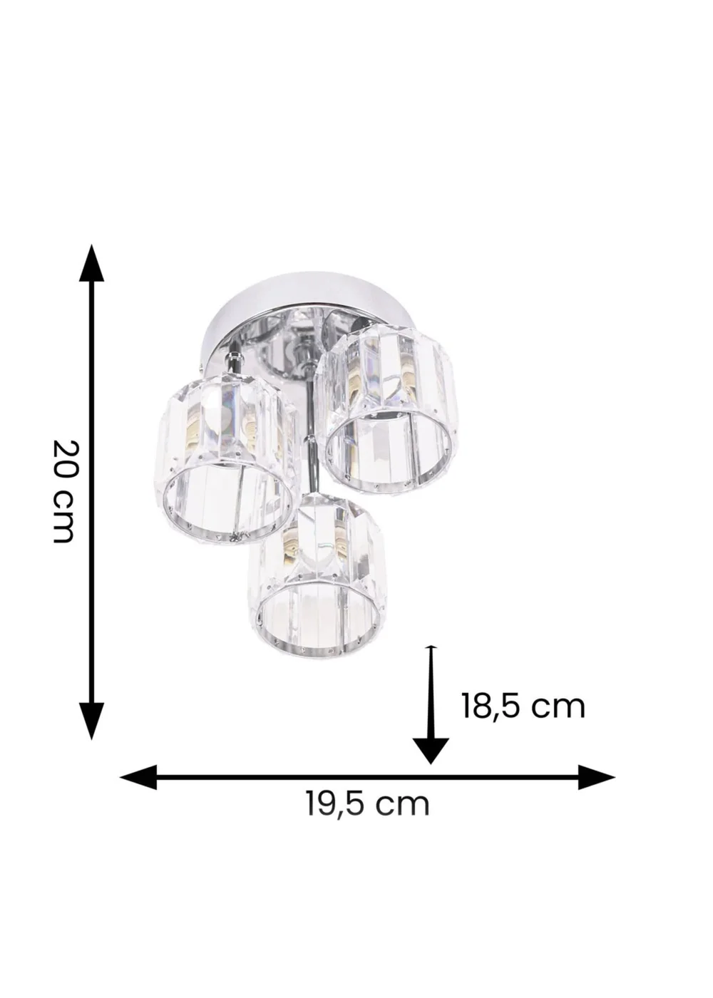 ValueLights Beth Polished Silver Semi-Flush Light with White Shade (20cm x 19.5cm x 18.5cm) - One Size Image 6