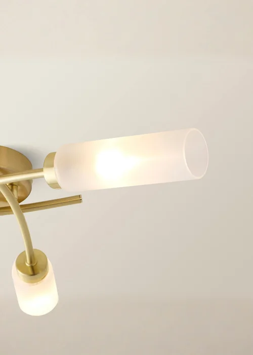 ValueLights Maya Brushed Gold Semi-Flush Light with White Drum Shade - One Size Image 4