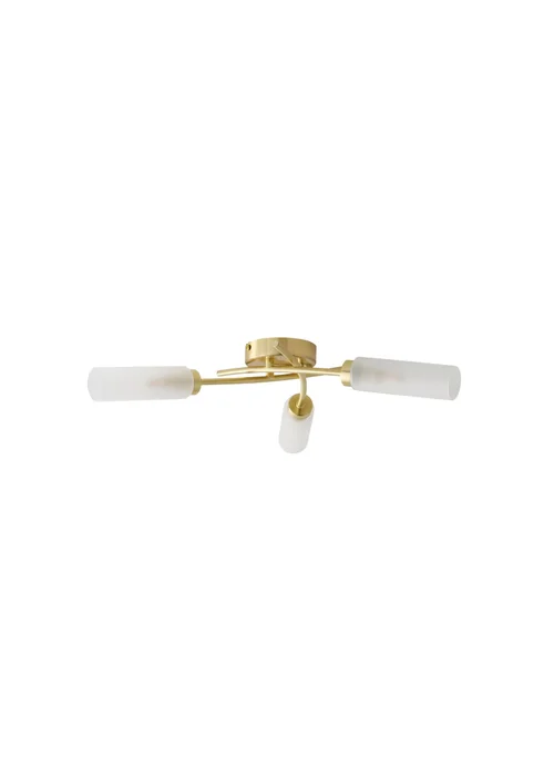 ValueLights Maya Brushed Gold Semi-Flush Light with White Drum Shade - One Size Image 2