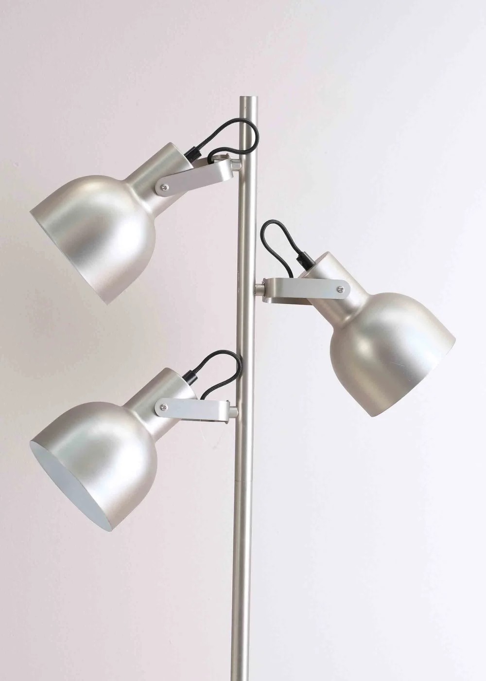 ValueLights Brushed Silver Floor Lamp with Silver Dome Shade (162cm x 45cm x 25cm) - One Size Image 4