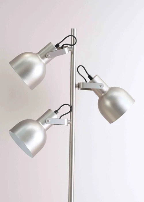 ValueLights Brushed Silver Floor Lamp with Silver Dome Shade (162cm x 45cm x 25cm) - One Size Image 4