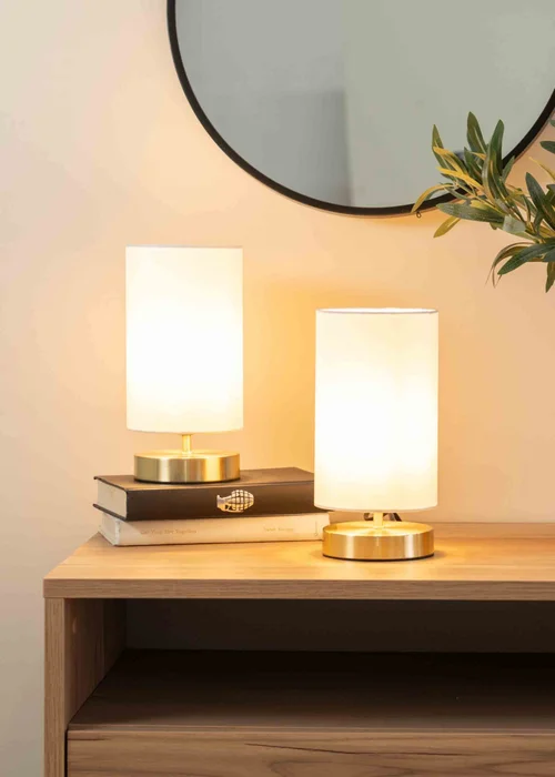 ValueLights Francis Dimmable Brushed Gold Table Lamp with White Drum Shade - One Size Image 3