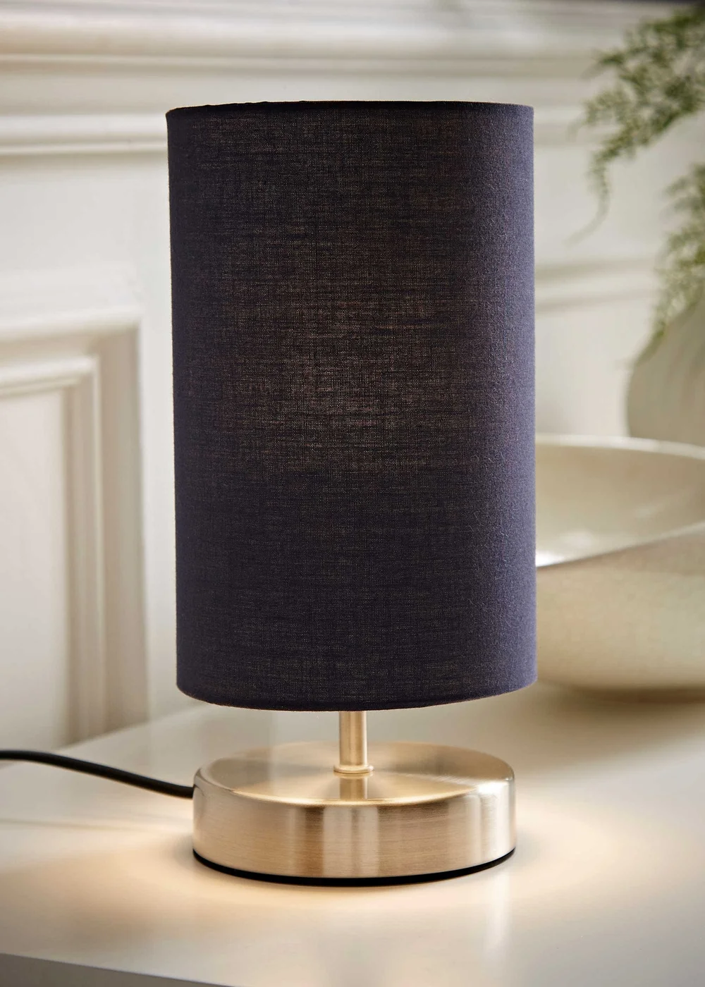 ValueLights Dimmable Silver Table Lamp with Blue Drum Shade - One Size Image 1