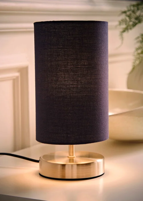 ValueLights Dimmable Silver Table Lamp with Blue Drum Shade - One Size Image 3