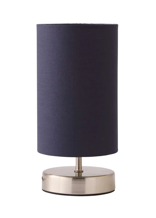ValueLights Dimmable Silver Table Lamp with Blue Drum Shade - One Size Image 2