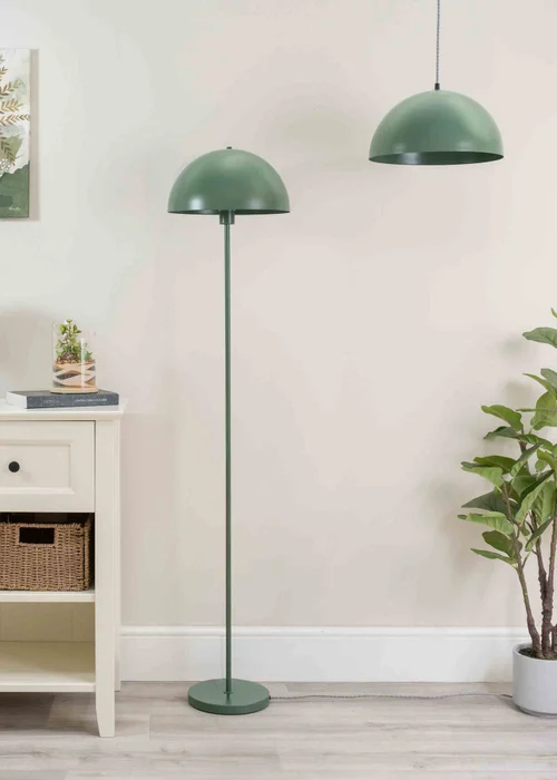 ValueLights Stassi Matte Green Floor Lamp with Green Dome Shade - One Size Image 3