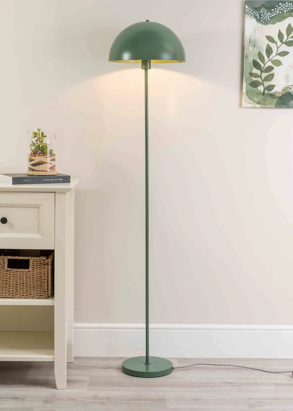 ValueLights Stassi Matte Green Floor Lamp with Green Dome Shade - One Size Image 2