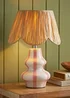 ValueLights Perrie Gloss Pink Table Lamp with Natural Tapered Shade - One Size Image 1