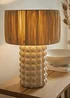 ValueLights Kiran Gloss Cream Table Lamp with Natural Drum Shade - One Size Image 1