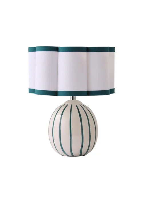 ValueLights Rohan Gloss Green Table Lamp with Cream Drum Shade - One Size Image 2