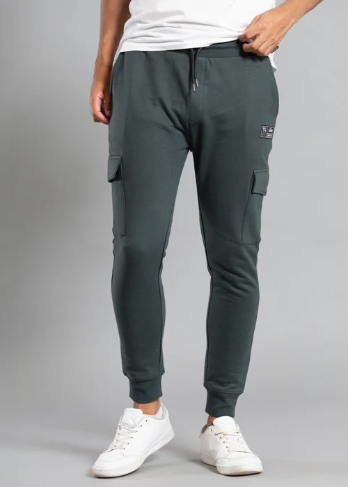 Tokyo Laundry Dark Green Cotton Blend Joggers with Cargo-Style Pockets - XL Image 1