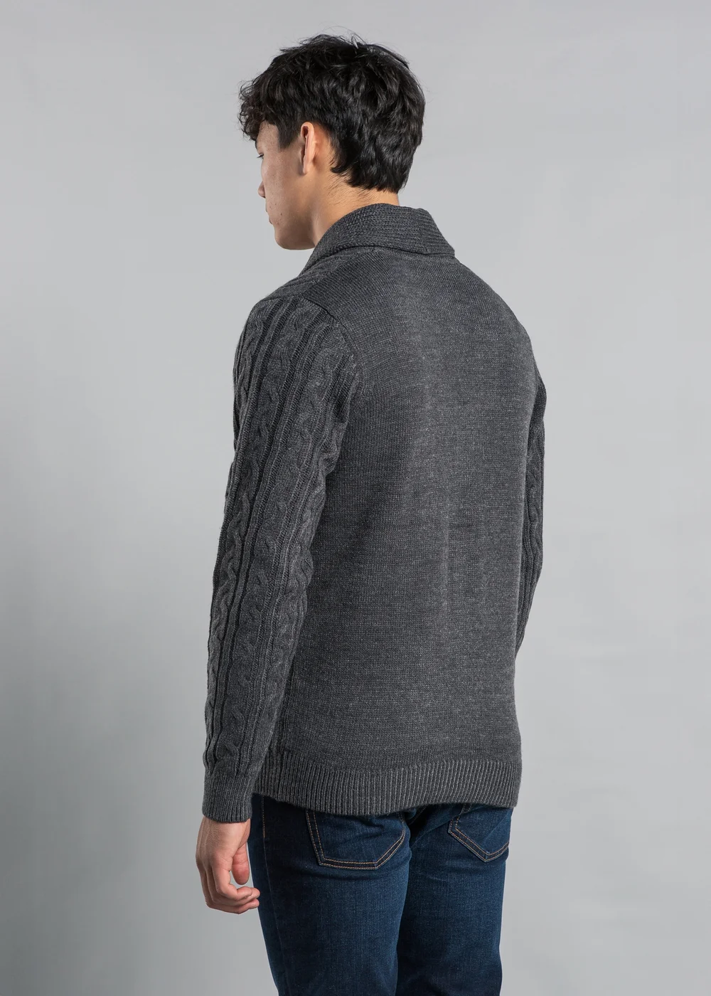 Tokyo Laundry Charcoal Shawl Neck Cable Knit Cardigan - Extra Large Image 2