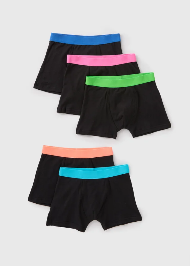 Boys 5 Pack Neon Black Trunks (2-16yrs)