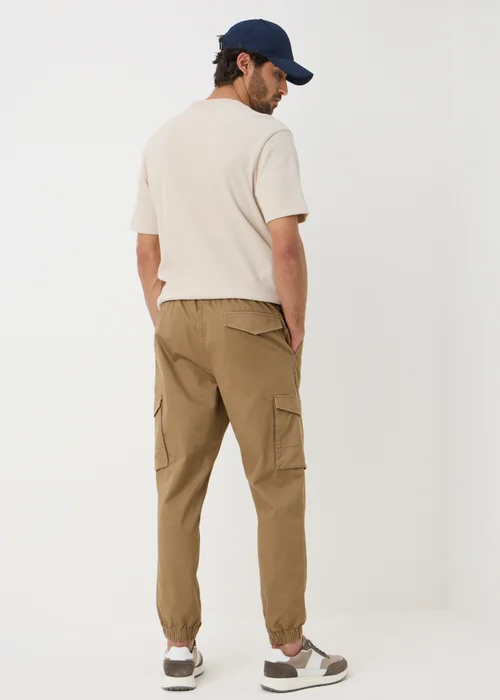 Beige Cuffed Cargo Trousers - Small Image 3