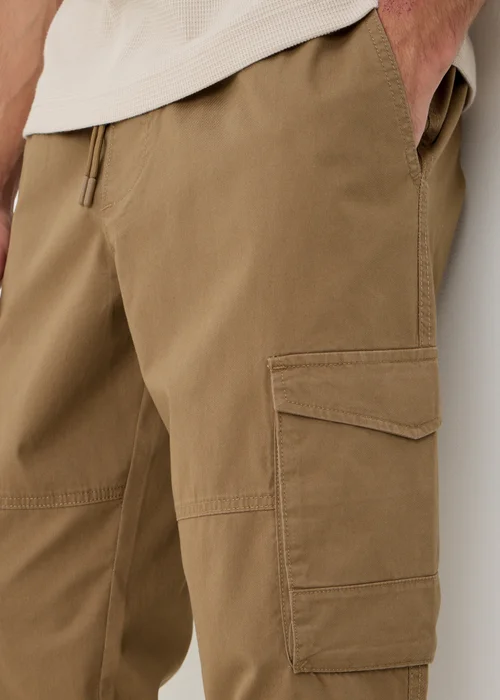 Beige Cuffed Cargo Trousers - Small Image 2