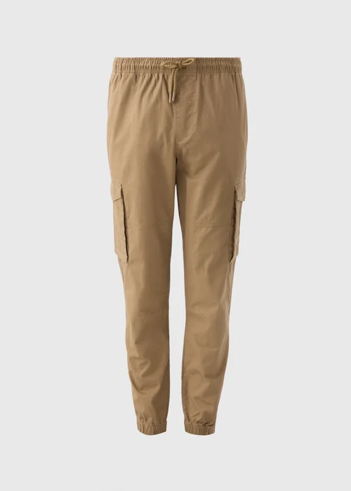 Beige Cuffed Cargo Trousers - Small Image 4