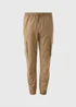 Beige Cuffed Cargo Trousers - Small Image 4
