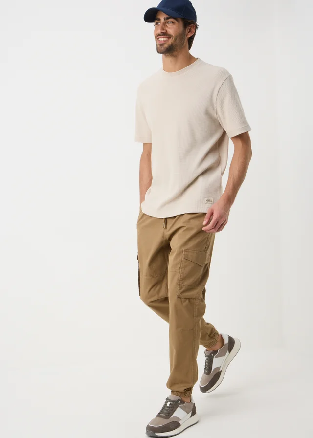 Beige Cuffed Cargo Trousers