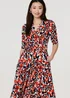 Izabel London Orange Printed V-Neck Midi Wrap Dress - 12 Image 4