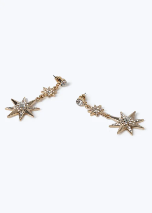 Muse Gold Sparkle Large Star Drop Earring - One Size Image 2