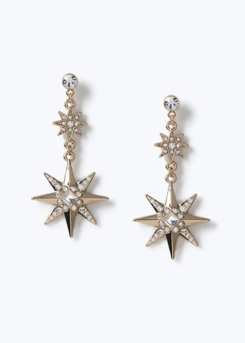 Muse Gold Sparkle Large Star Drop Earring - One Size Image 1