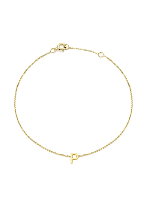 Golden Moments 9ct Yellow Gold Mini 'H' Initial Bracelet - Z Image 1