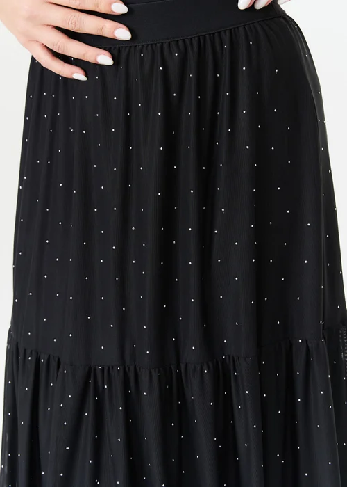 Gini London Black Diamante Mesh Maxi Skirt - S/M Image 3
