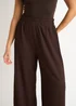 Gini London Chocolate Textured Elastic Waist Pull On Trousers - M/L Image 3