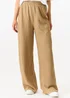 Gini London Camel Textured Elastic Waist Pull On Trousers - L/XL Image 4