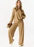 Gini London Camel Textured Long Sleeves Oversized Top - S/M Image 1