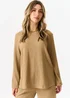 Gini London Camel Textured Long Sleeves Oversized Top - S/M Image 4