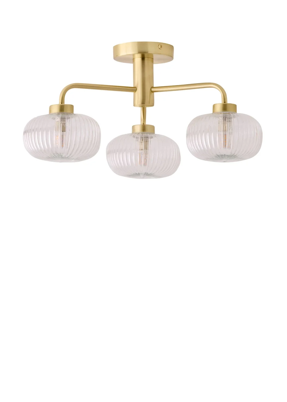 ValueLights Amaia Brushed Gold Semi-Flush Light with Clear Globe Shade - One Size Image 2