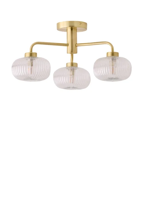 ValueLights Amaia Brushed Gold Semi-Flush Light with Clear Globe Shade - One Size Image 2